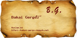 Bakai Gergő névjegykártya